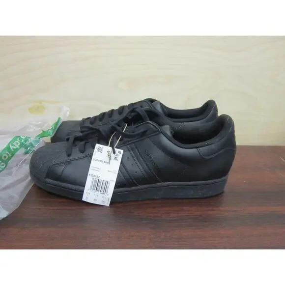 adidas Originals mens Superstar Sneaker, Black/Deep Black/Black, 12 US